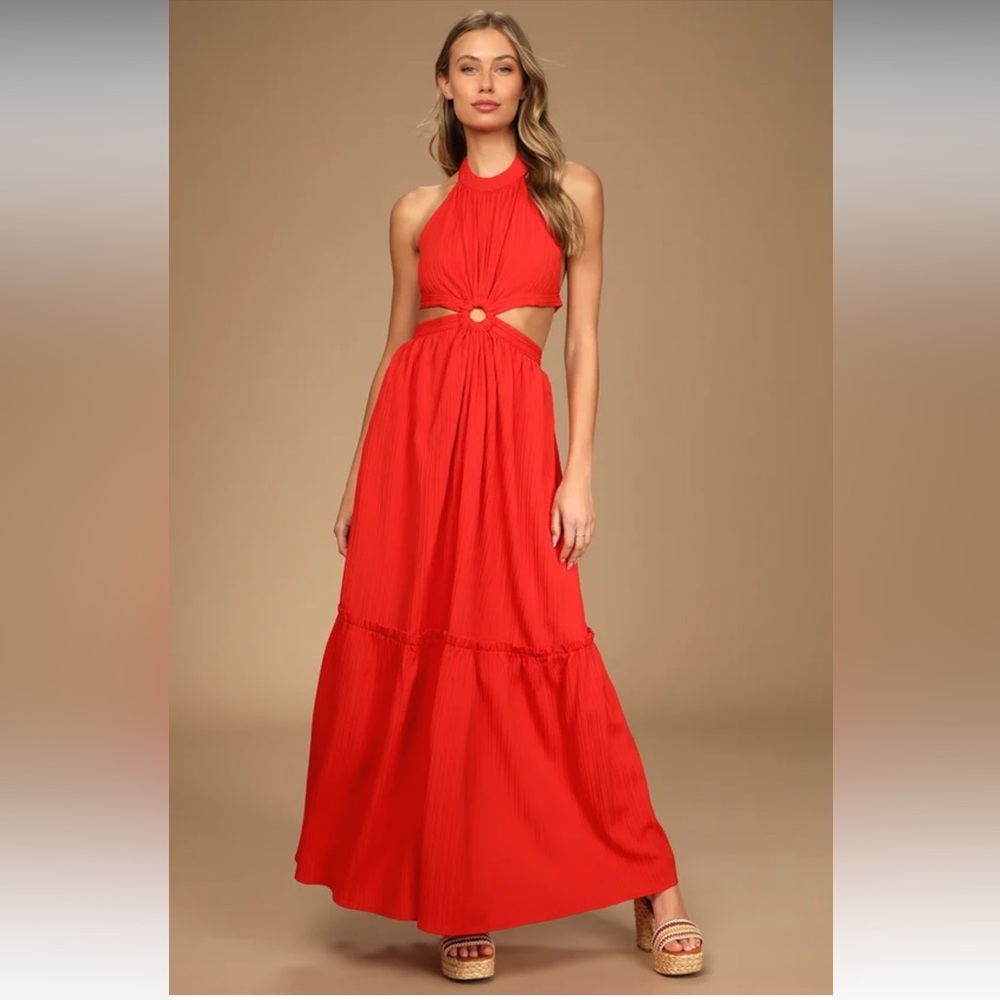 NWT Lulus red maxi cut out dress size S